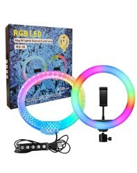RGB Ring LED Light with Mobile Holder For Creators, Makeup & Videos