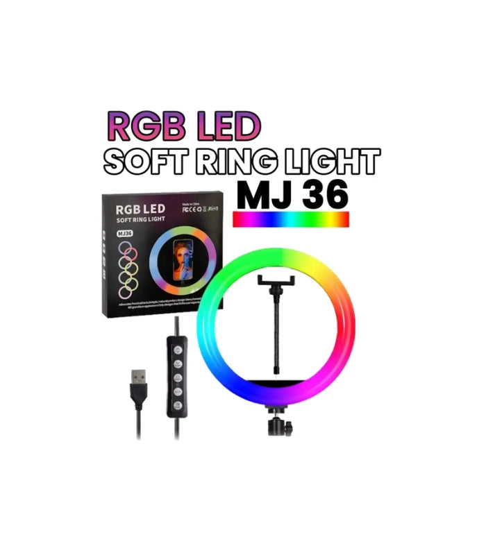 RGB Ring LED Light with Mobile Holder For Creators, Makeup & Videos